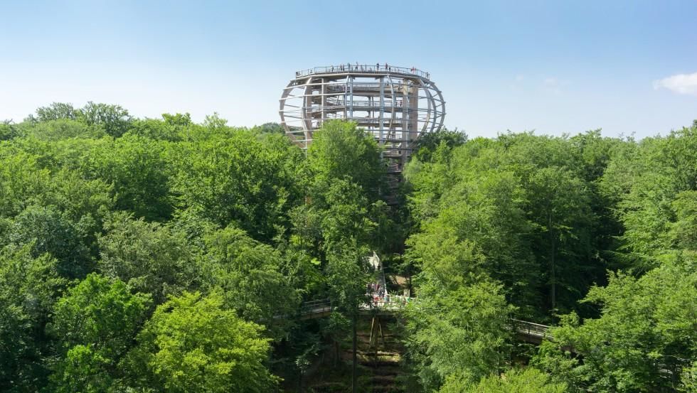 Enjoy the panoramic view at a height of 40 meters from the "Adlerhorst" observation tower