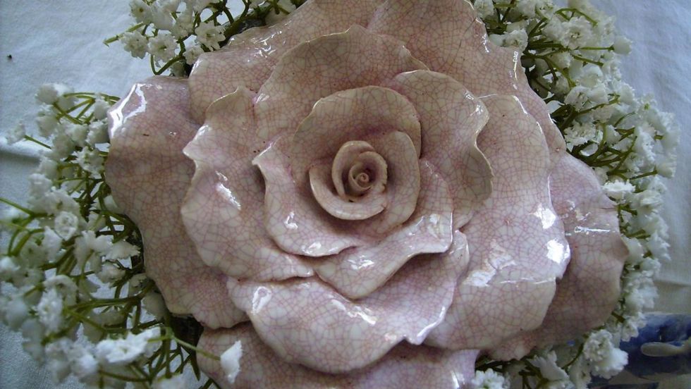 Glazed ceramic rose